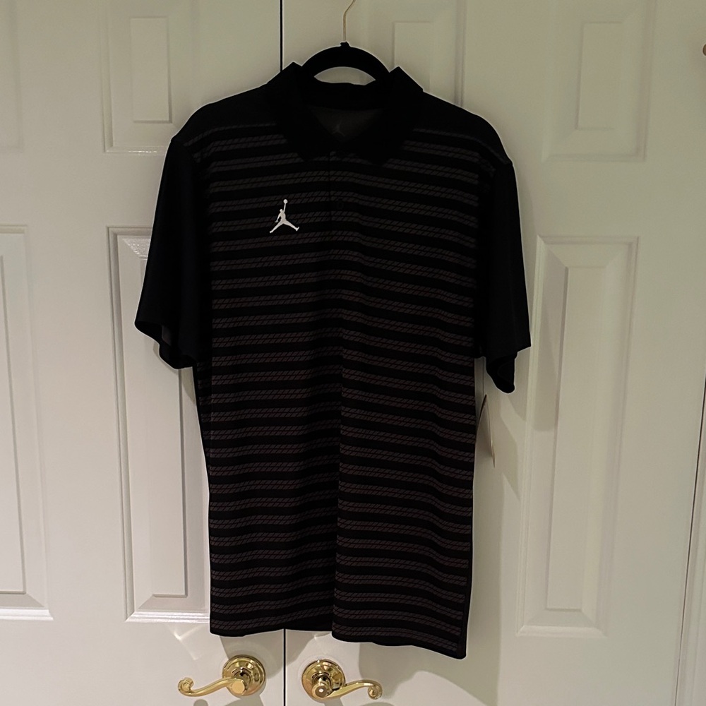 Jordan Men's Polo Shirt with Black and Gray Stripes